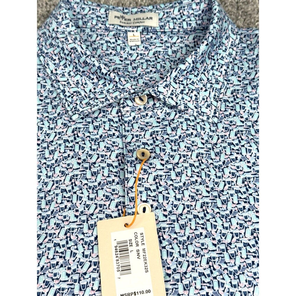 NWT Peter Millar Summer Comfort Men's L Golf Dazed & Transfused Performance Polo